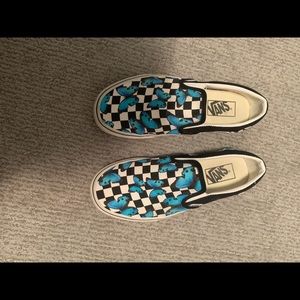 Butterfly Checkerboard Slip On Vans